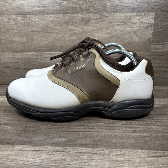 FootJoy GreenJoys White Brown Mens US Size 10 Wide 45307 Golf Shoes - Picture 3 of 9